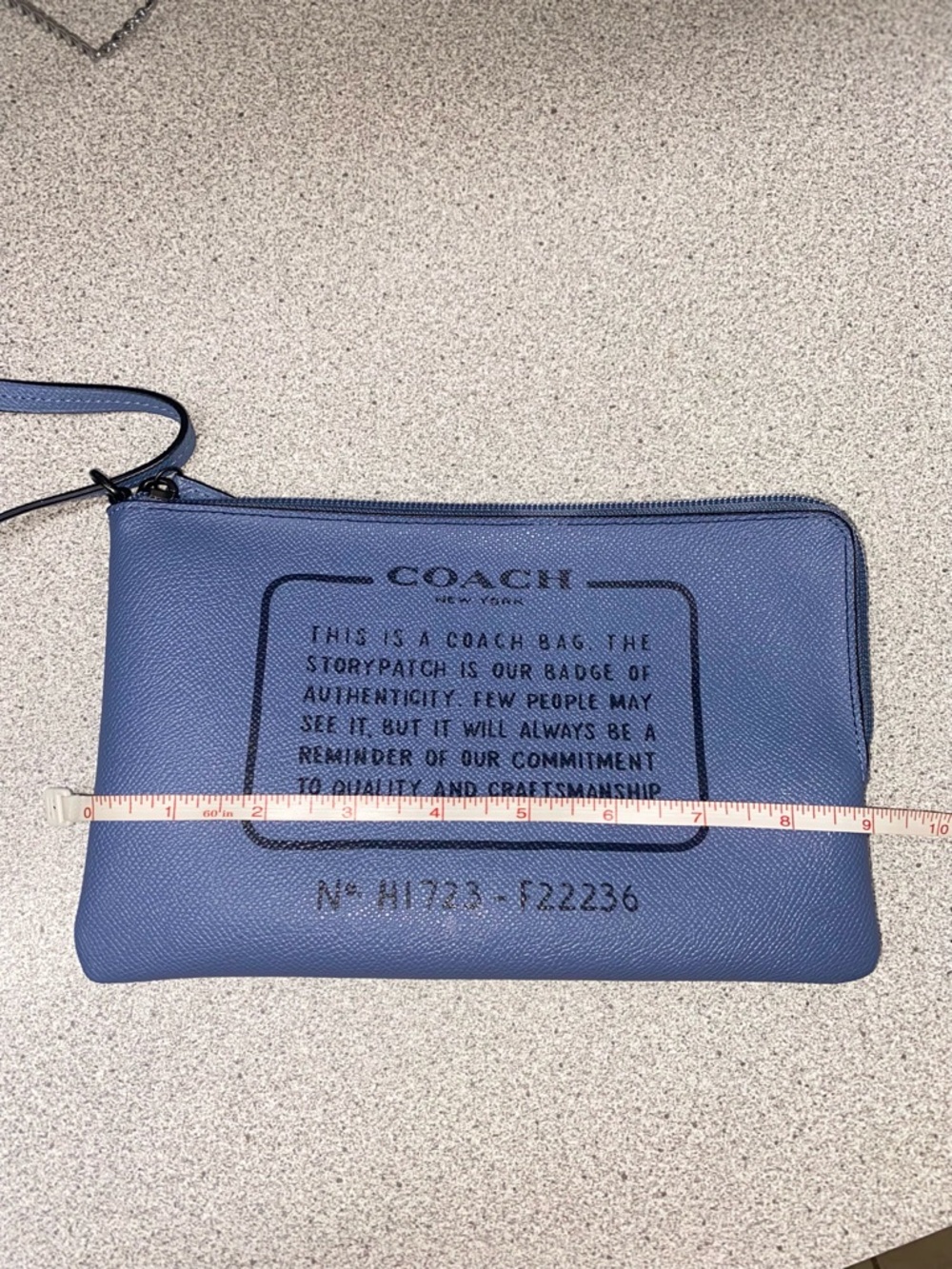 Coach Story Book Light Blue Leather Wristlet Pouch EUC - Picture 9 of 11